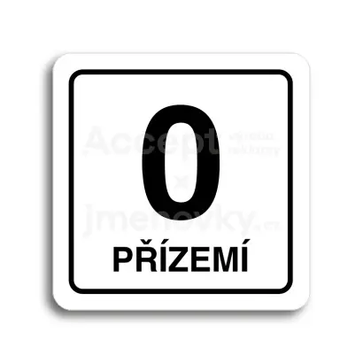 Piktogram "přízemí" - bílá tabulka - černý tisk