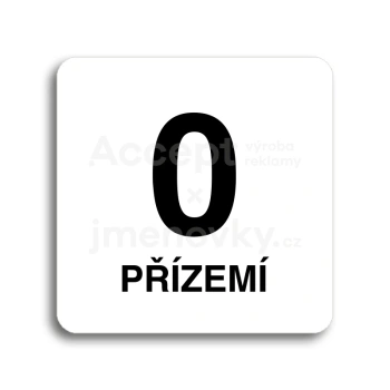 Piktogram "přízemí" - bílá tabulka - černý tisk bez rámečku
