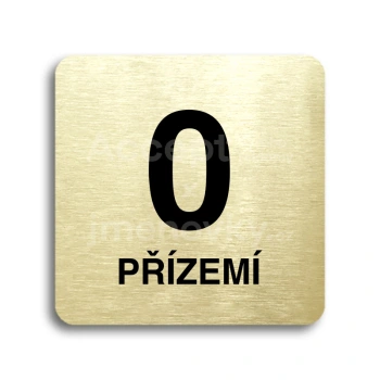 Piktogram "přízemí" - zlatá tabulka - černý tisk bez rámečku