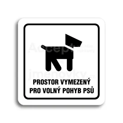 Piktogram "prostor pro psy" - bílá tabulka - černý tisk