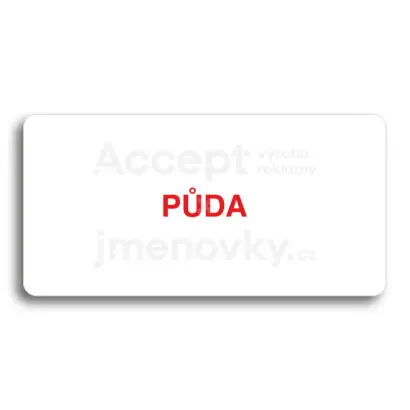 Piktogram "PŮDA" - bílá tabulka - barevný tisk bez rámečku