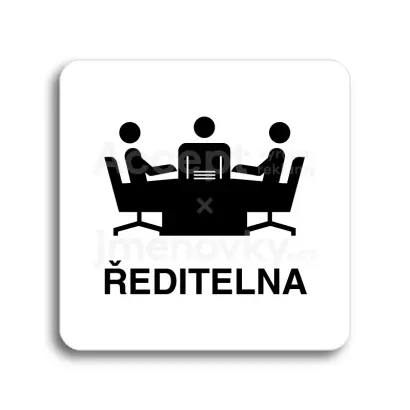 Piktogram "ředitelna" - bílá tabulka - černý tisk bez rámečku
