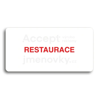 Piktogram "RESTAURACE" - bílá tabulka - barevný tisk bez rámečku