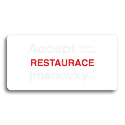 Piktogram "RESTAURACE" - bílá tabulka - barevný tisk bez rámečku