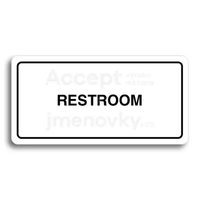 Piktogram "RESTROOM II" - bílá tabulka - černý tisk