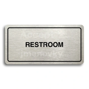 Piktogram "RESTROOM II" - stříbrná tabulka - černý tisk