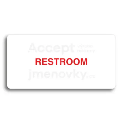 Piktogram "RESTROOM II" - bílá tabulka - barevný tisk bez rámečku