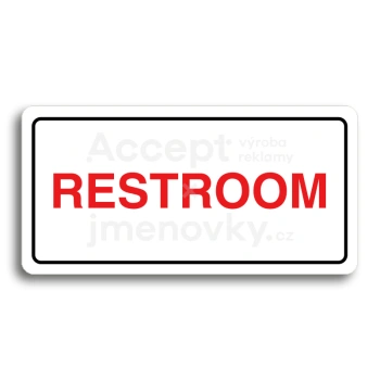 Piktogram "RESTROOM" - bílá tabulka - barevný tisk