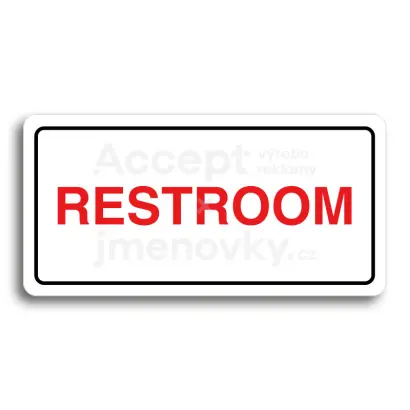 Piktogram "RESTROOM" - bílá tabulka - barevný tisk