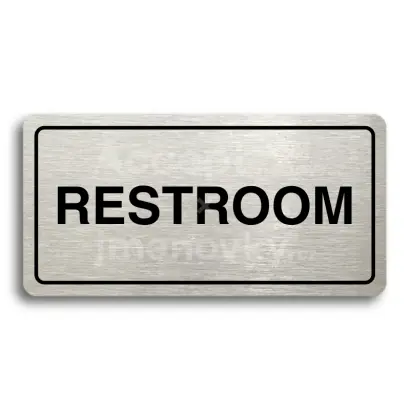 Piktogram "RESTROOM" - stříbrná tabulka - černý tisk