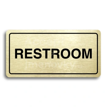 Piktogram "RESTROOM" - zlatá tabulka - černý tisk