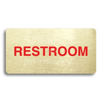 Piktogram "RESTROOM" - zlatá tabulka - barevný tisk bez rámečku