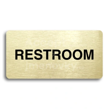 Piktogram "RESTROOM" - zlatá tabulka - černý tisk bez rámečku