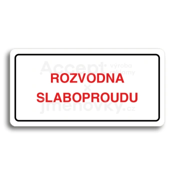 Piktogram "ROZVODNA SLABOPROUDU" - bílá tabulka - barevný tisk