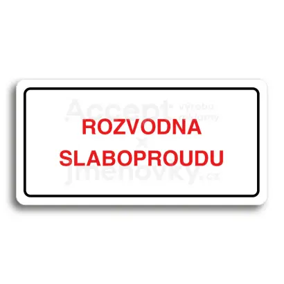 Piktogram "ROZVODNA SLABOPROUDU" - bílá tabulka - barevný tisk