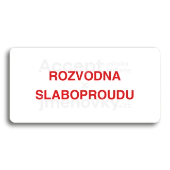 Piktogram "ROZVODNA SLABOPROUDU" - bílá tabulka - barevný tisk bez rámečku