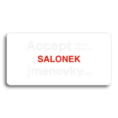Piktogram "SALONEK" - bílá tabulka - barevný tisk bez rámečku
