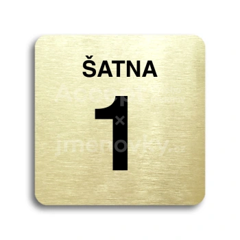 Piktogram "šatna 1" - zlatá tabulka - černý tisk bez rámečku
