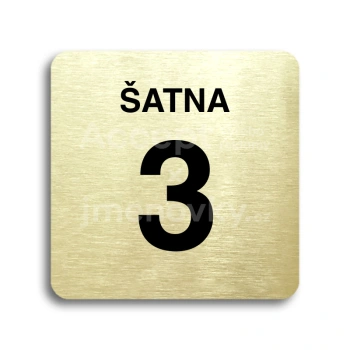Piktogram "šatna 3" - zlatá tabulka - černý tisk bez rámečku