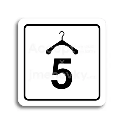 Piktogram "šatna 5 II" - bílá tabulka - černý tisk