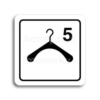 Piktogram "šatna 5 III" - bílá tabulka - černý tisk