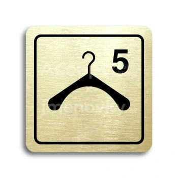 Piktogram "šatna 5 III" - zlatá tabulka - černý tisk