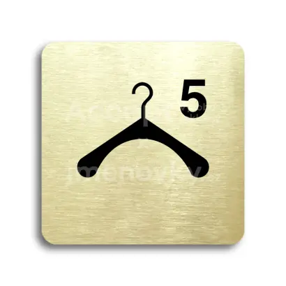Piktogram "šatna 5 III" - zlatá tabulka - černý tisk bez rámečku