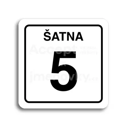 Piktogram "šatna 5" - bílá tabulka - černý tisk