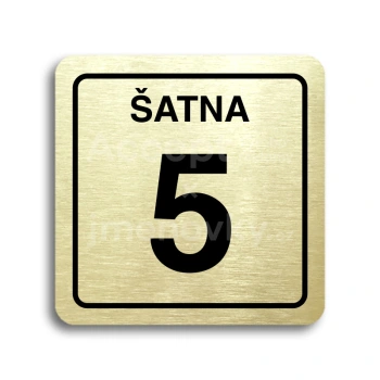 Piktogram "šatna 5" - zlatá tabulka - černý tisk