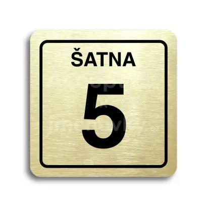 Piktogram "šatna 5" - zlatá tabulka - černý tisk