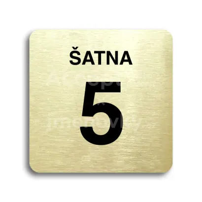 Piktogram "šatna 5" - zlatá tabulka - černý tisk bez rámečku