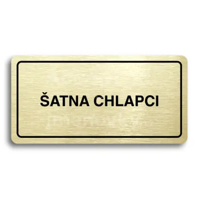 Piktogram "ŠATNA CHLAPCI" - zlatá tabulka - černý tisk