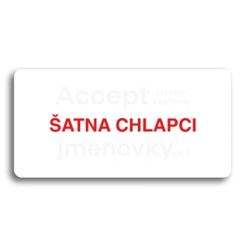 Piktogram "ŠATNA CHLAPCI" - bílá tabulka - barevný tisk bez rámečku