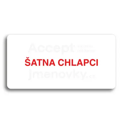 Piktogram "ŠATNA CHLAPCI" - bílá tabulka - barevný tisk bez rámečku