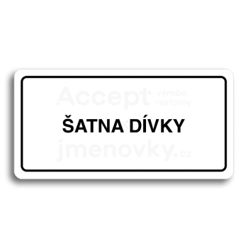 Piktogram "ŠATNA DÍVKY" - bílá tabulka - černý tisk