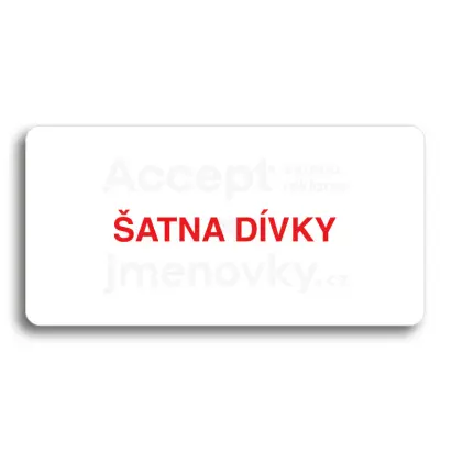 Piktogram "ŠATNA DÍVKY" - bílá tabulka - barevný tisk bez rámečku