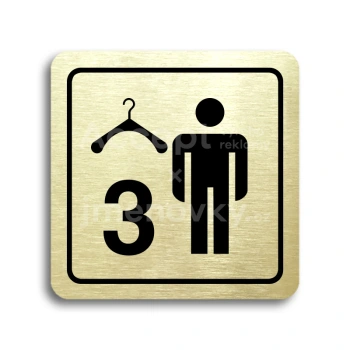 Piktogram "šatna muži 3" - zlatá tabulka - černý tisk