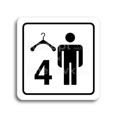 Piktogram "šatna muži 4" - bílá tabulka - černý tisk
