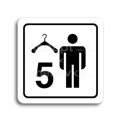 Piktogram "šatna muži 5" - bílá tabulka - černý tisk