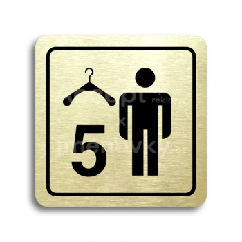 Piktogram "šatna muži 5" - zlatá tabulka - černý tisk