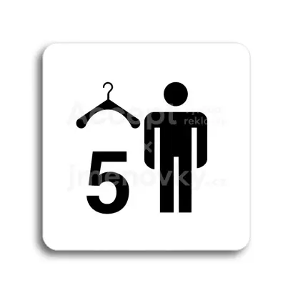 Piktogram "šatna muži 5" - bílá tabulka - černý tisk bez rámečku