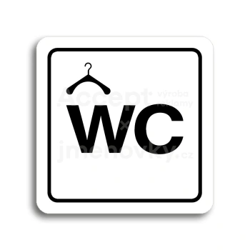 Piktogram "šatna, WC" - bílá tabulka - černý tisk
