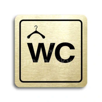 Piktogram "šatna, WC" - zlatá tabulka - černý tisk