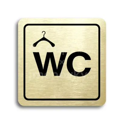 Piktogram "šatna, WC" - zlatá tabulka - černý tisk