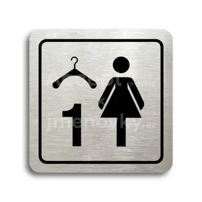Piktogram "šatna ženy 1 - stříbrná tabulka - černý tisk