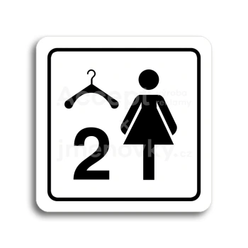 Piktogram "šatna ženy 2" - bílá tabulka - černý tisk