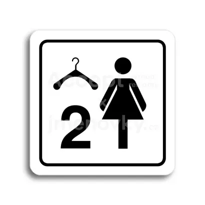 Piktogram "šatna ženy 2" - bílá tabulka - černý tisk