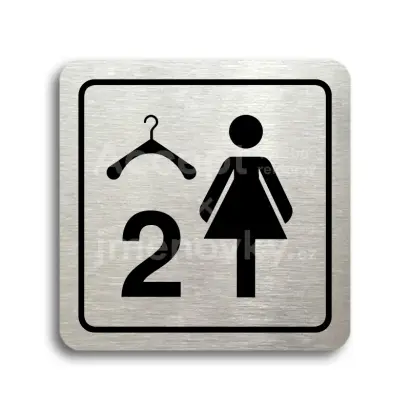 Piktogram "šatna ženy 2 - stříbrná tabulka - černý tisk