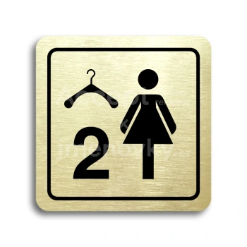 Piktogram "šatna ženy 2" - zlatá tabulka - černý tisk