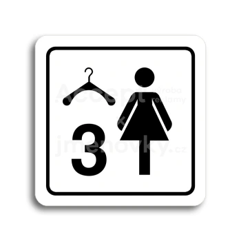 Piktogram "šatna ženy 3" - bílá tabulka - černý tisk